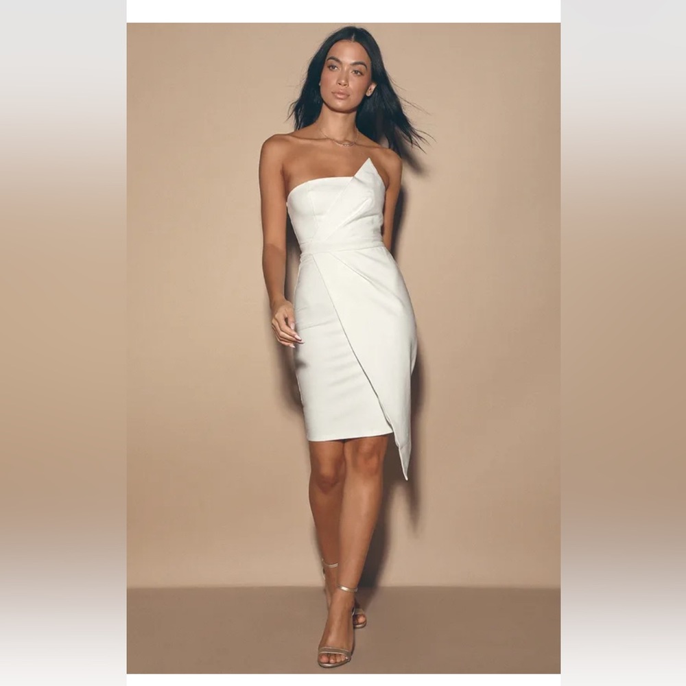 White Strapless Bodycon Dress - only worn once! Perfect for wedding event